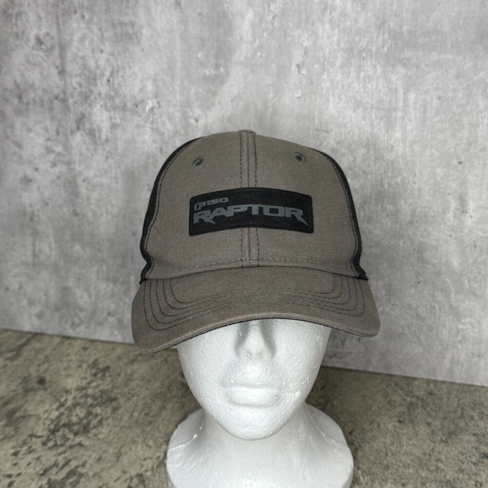 Ford F-150 Raptor Hat OS Washed Canvas Gray Black Ford Performance Baseball Cap